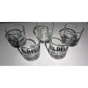 5 Jack Daniel's Old No.7 Whiskey Glasses - Set of 5 Logo Barware - OS